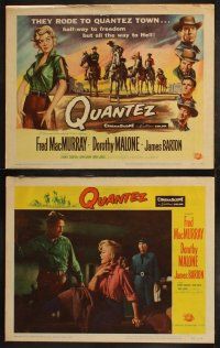 6b375 QUANTEZ 8 LCs '57 TC artwork of Fred MacMurray & sexy Dorothy Malone with torn shirt!