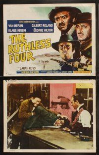6b409 RUTHLESS FOUR 8 int'l LCs '69 Van Heflin, Gilbert Roland, Klaus Kinski, spaghetti western!