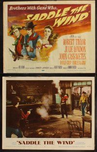 6b411 SADDLE THE WIND 8 LCs '57 cowboy John Cassavetes, Robert Taylor & Julie London!