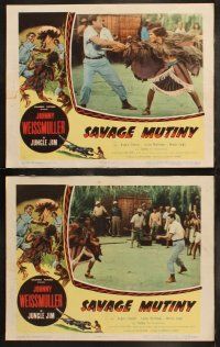 6b414 SAVAGE MUTINY 8 LCs '53 Johnny Weissmuller as Jungle Jim w/pretty Angela Stevens!