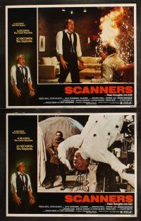 6b416 SCANNERS 8 LCs '81 David Cronenberg, cool image of lab & burning cars, your head will explode