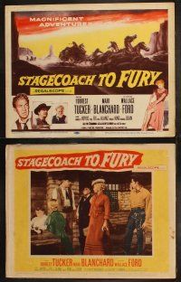 6b464 STAGECOACH TO FURY 8 LCs '56 pretty Marie Blanchard & Forrest Tucker in magnificent adventure