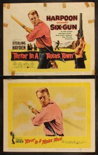 6b501 TERROR IN A TEXAS TOWN 8 LCs '58 Sterling Hayden holding huge harpoon in western action!