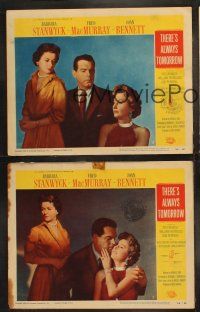 6b833 THERE'S ALWAYS TOMORROW 3 LCs '56 Fred MacMurray torn between Barbara Stanwyck & Joan Bennett!