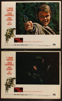 6b835 TRUE GRIT 3 LCs '69 images of Glen Campbell and Kim Darby, border art of John Wayne!