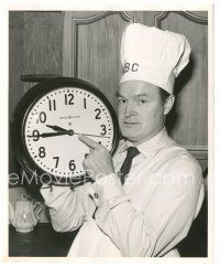 6c168 BOB HOPE TV 8.25x10 still '50s wearing NBC chef's hat & pointing at clock, what's cooking!
