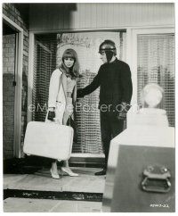 6c318 FAHRENHEIT 451 8x9.75 still '67 fireman Oskar Werner discovers wife Julie Christie leaving!