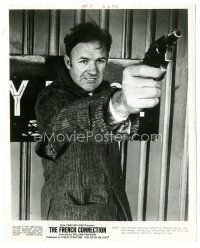 6c348 FRENCH CONNECTION 8.25x10 still '71 c/u of Gene Hackman pointing gun in climax of chase!