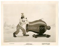 6c390 GOOFY'S GLIDER 8x10.25 still '40 Disney cartoon, he's wisely pushing cannon from the front!