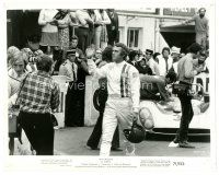 6c548 LE MANS 8x10.25 still '71 race car driver Steve McQueen in pit by his car with reporters!