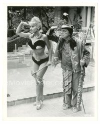 6c698 PAJAMA PARTY 8.25x10 still '64 Buster Keaton as Native American & sexy Bobbi Shaw by pool!