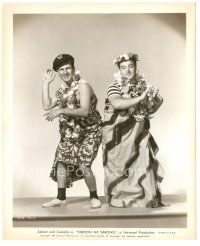 6c702 PARDON MY SARONG 8.25x10 still '42 wacky portrait of Abbott & Costello in sarongs & leis!