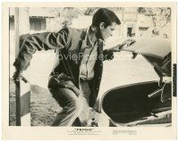 6c723 PSYCHO 8.25x10.25 still '60 c/u of Anthony Perkins looking in car's trunk, Alfred Hitchcock!