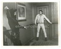 6c904 TICKLE ME 8.25x10 still '65 c/u of scared Elvis Presley attacked by masked cowboy!