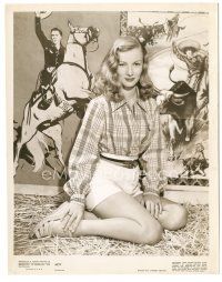 6c948 VERONICA LAKE 8x10.25 still '45 sexy close portrait in short shorts over cowboy background!