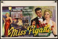 6d821 MISS PIGALLE Belgian '58 wonderful artwork of pretty Barbara Laage in title role!