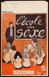 6d831 SCHOOL FOR SEX Belgian '68 artwork of sexy naked students, seksschool!