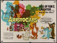 6d215 ARISTOCATS British quad '71 Walt Disney feline jazz musical cartoon, great colorful art!