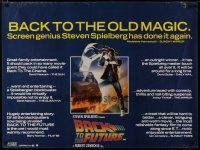 6d219 BACK TO THE FUTURE British quad '85 Zemeckis, art of Michael J. Fox & Delorean by Drew!
