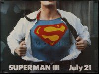 6d297 SUPERMAN III teaser British quad '83 cool image of Christopher Reeve changing clothes!