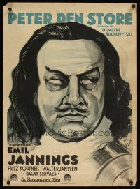 6d376 PETER THE GREAT Danish '23 wonderful artwork of Emil Jannings in title role!