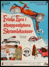 6d394 THOSE DARING YOUNG MEN IN THEIR JAUNTY JALOPIES Danish '69 Tony Curtis, Wenzel artwork!