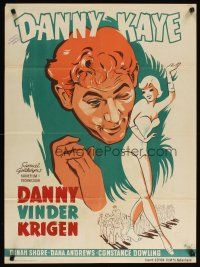 6d401 UP IN ARMS Danish '49 art of funnyman Danny Kaye & sexy Dinah Shore, Goldwyn Girls!