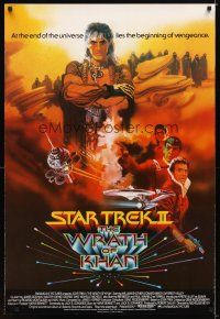 6d206 STAR TREK II English 1sh '82 The Wrath of Khan, Leonard Nimoy, William Shatner, Bob Peak art