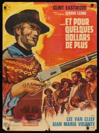 6d157 FOR A FEW DOLLARS MORE French 23x32 '66 Leone, different art of Eastwood by Tealdi!