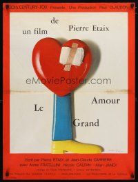 6d160 GREAT LOVE French 23x32 '69 Pierre Etaix's Le Grand Amour, great image of bandaged heart!