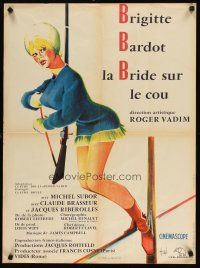 6d167 ONLY FOR LOVE French 23x32 '61 Vadim's La Bride sur le cou, Hurel art of Brigitte Bardot!