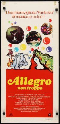6d645 ALLEGRO NON TROPPO Italian locandina '77 Bruno Bozzetto, great wacky sexy cartoon artwork!