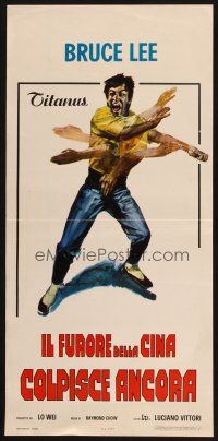 6d667 FISTS OF FURY Italian locandina '73 great Bruce Lee action kung fu art by Ciriello!