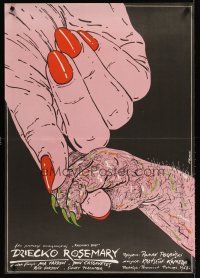 6d097 ROSEMARY'S BABY Polish 27x38 '84 Roman Polanski, different art of hands by Andrzej Pagowski!