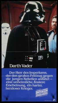 6d077 EMPIRE STRIKES BACK German special 18x33 '80 cool c/u image of Darth Vader, Williams!