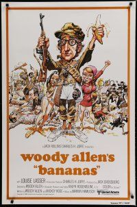6e072 BANANAS int'l 1sh R80 great artwork of Woody Allen by E.C. Comics artist Jack Davis!