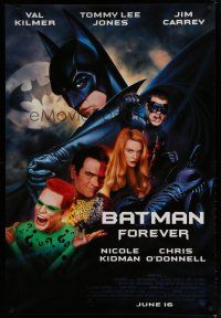 6e082 BATMAN FOREVER advance DS 1sh '95 Val Kilmer, Tommy Lee Jones, Jim Carrey, Nicole Kidman!