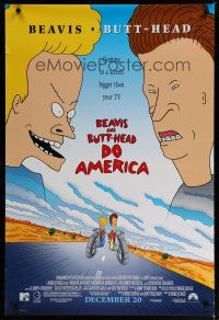 6e099 BEAVIS & BUTT-HEAD DO AMERICA advance 1sh '96 Mike Judge MTV juvenile delinquent cartoon!