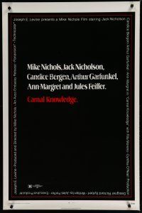 6e162 CARNAL KNOWLEDGE 1sh '71 Jack Nicholson, Candice Bergen, Art Garfunkel, Ann-Margret!