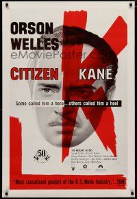 6e185 CITIZEN KANE 1sh R91 some called Orson Welles a hero, others called him a heel!