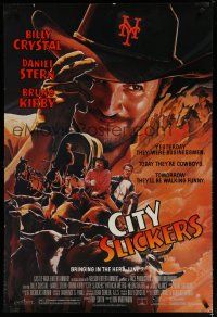 6e187 CITY SLICKERS advance 1sh '91 Alvin artwork of cowboys Billy Crystal & Daniel Stern!
