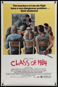 6e188 CLASS OF 1984 1sh '82 art of teacher Roddy McDowall w/gun & punk teens in class!