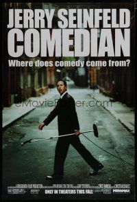 6e194 COMEDIAN advance 1sh '02 great image of Jerry Seinfeld walking across street with microphone!
