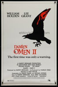 6e216 DAMIEN OMEN II style A 1sh '78 cool art of demonic crow, the first time was only a warning!