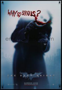 6e223 DARK KNIGHT teaser DS 1sh '08 Heath Ledger as the Joker, why so serious?
