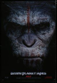 6e231 DAWN OF THE PLANET OF THE APES style A teaser DS 1sh '14 super close-up of Caesar!