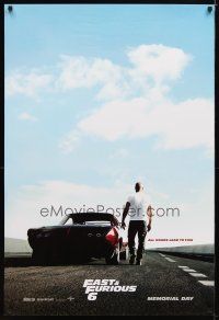 6e296 FAST & FURIOUS 6 teaser DS 1sh '13 image of Vin Diesel on racetrack w/Dodge Daytona!