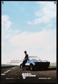 6e295 FAST & FURIOUS 6 teaser DS 1sh '13 cool image of Paul Walker on racetrack w/Ford Escort!