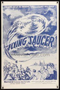 6e311 FLYING SAUCER military 1sh R53 cool sci-fi artwork of UFOs from space & terrified people!