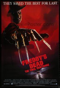 6e316 FREDDY'S DEAD 1sh '91 great art of Robert Englund as Freddy Krueger!
